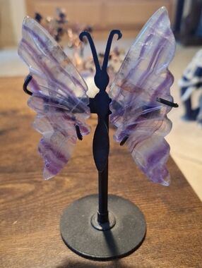 Rainbow Flourite Butterfly With Stand